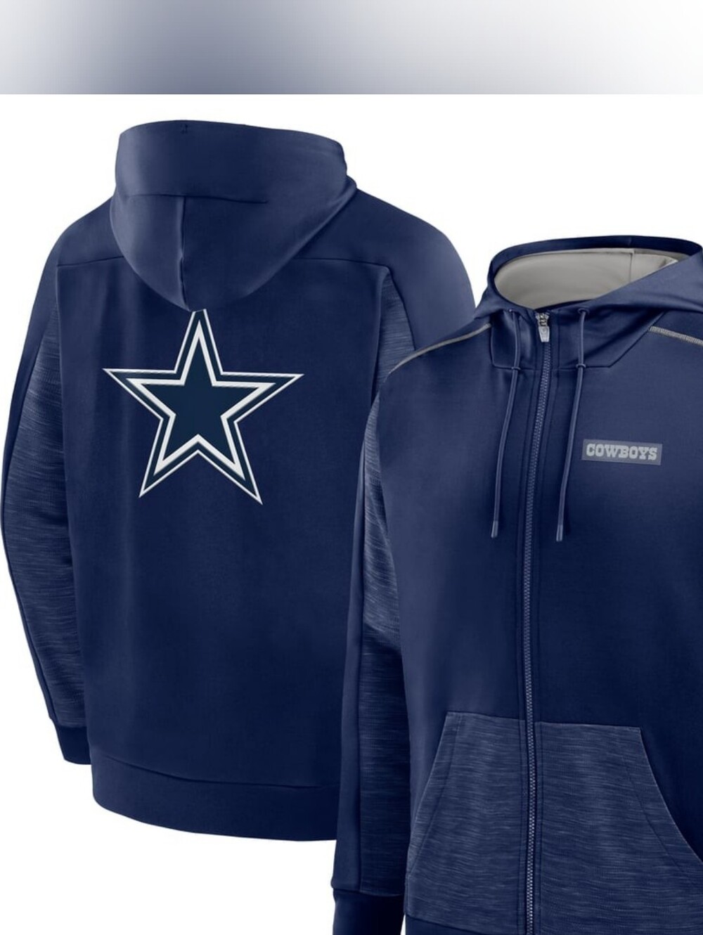 NWT Dallas Cowboys Fanatics Checkdown Pass Full-Zip Hoodie - Navy